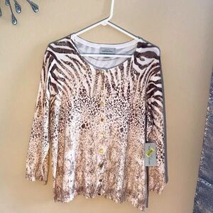 ANIMAL PRINT SOFT KNIT CARDIGAN XL NWT